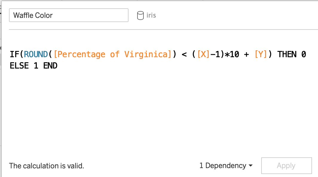 Tableau Creating a Waffle Chart